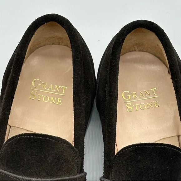 Grant Stone Brown Suede Penny Loafer. Size 7.5
